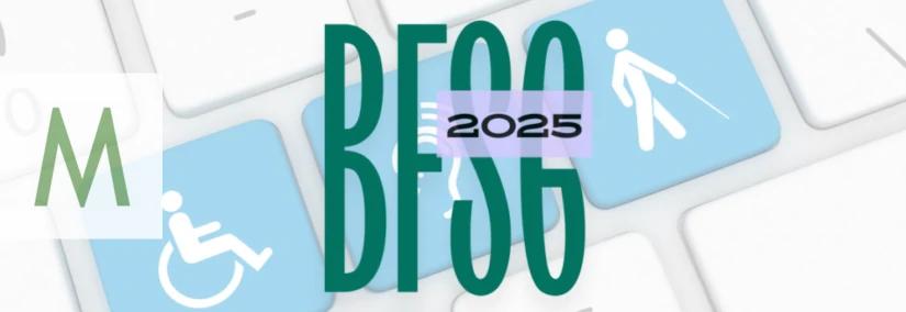 BFSG 2025 accessibility symbols on keyboard